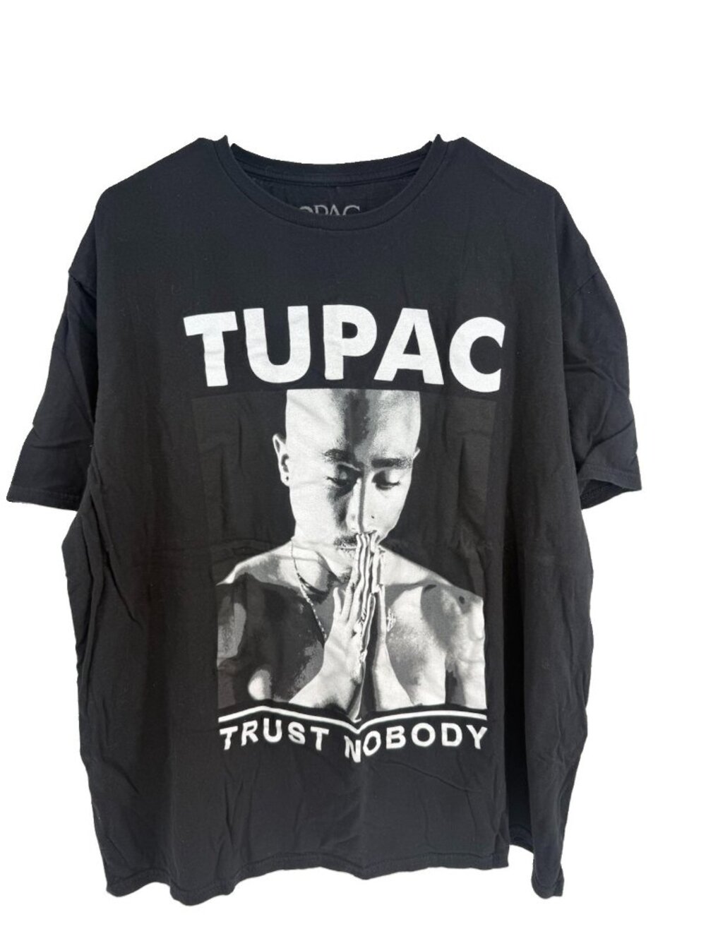 2Pac Tupac Trust Nobody Graphic T-Shirt Mens 2XL Black Hip Hop Rap Tee Cotton